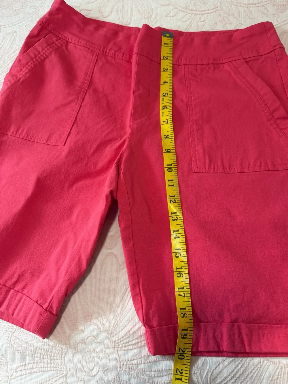 Jenna Rose Casual Women's Red Bermuda Shorts with Utility Pockets